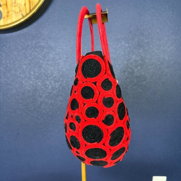 UNIQUE Peruvian PAYA red and black felt top handle bag - Picture 2 of 10